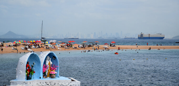 View of the beach and the city in the distance, Taboga Island, Panama