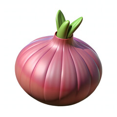 3D Pink Onion with Green Sprouts