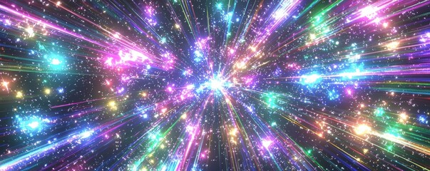 Fototapeta premium Illustration of a futuristic panorama background with a glowing light flare design