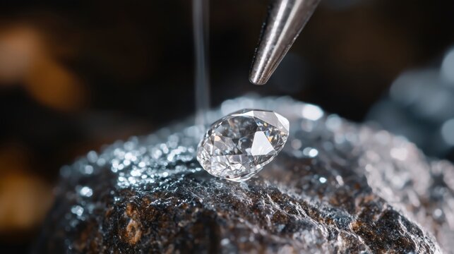 Close-up of a diamond extracted from kimberlite rock