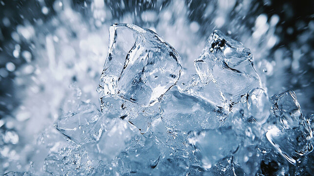 Crushed ice exploding with pressure viewed close-up