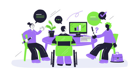 Diversity and inclusion in the workplace with diverse colleagues collaborating around a table, transparent background.