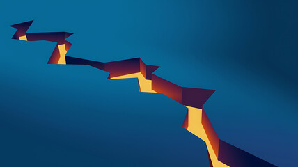 Fractured landscape abstract design deep chasm graphic element