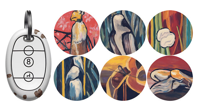 Abstract bird and landscape paintings stylized oil on canvas microstock