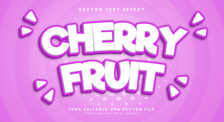 Fototapeta premium Fresh Cherry fruit editable text effect template suitable for fresh fruit theme
