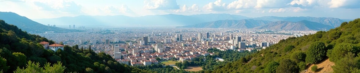 Obraz premium Majestic skyline of Jezzine cityscape in South Lebanon with lush landscapes and traditional architecture, travel destination, skyline