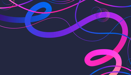 Freehand Wavy Lines and Scribble Sketches with Vibrant Colors on a Black Background. Playful geometric fluid organic shapes isolated. Trendy colorful line doodles.