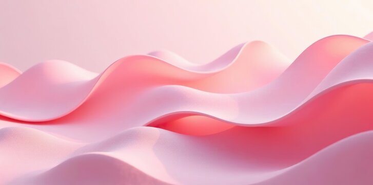 Layered waves in soft pink and peach tones creating a modern abstract aesthetic,  soft, waves