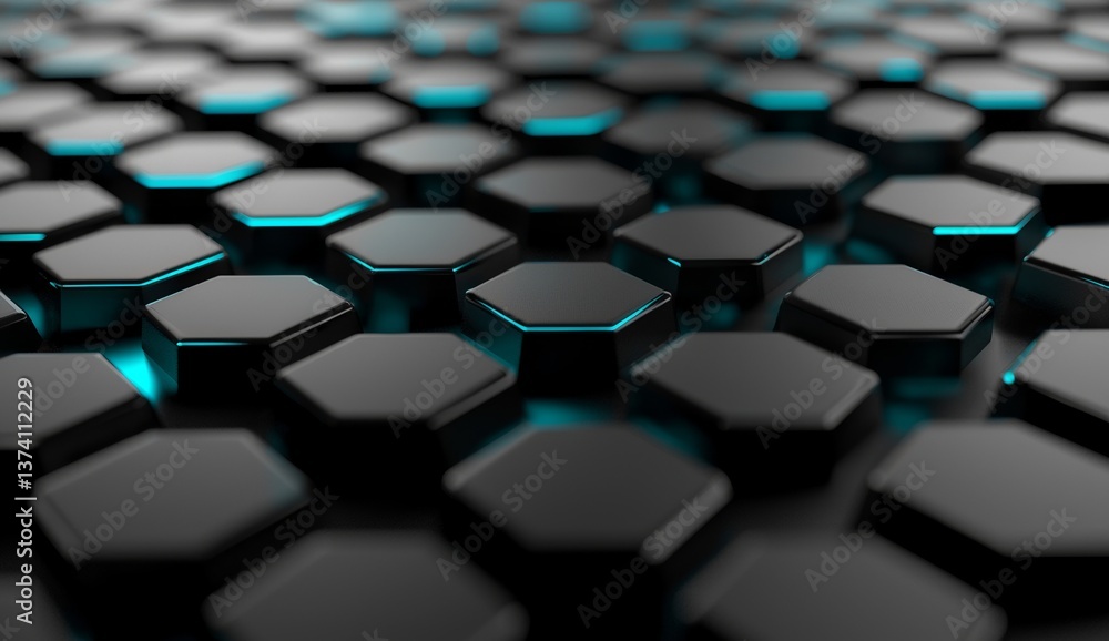 Fototapete the abstract black of a futuristic surface is marked by a honeycom hexagon pattern
