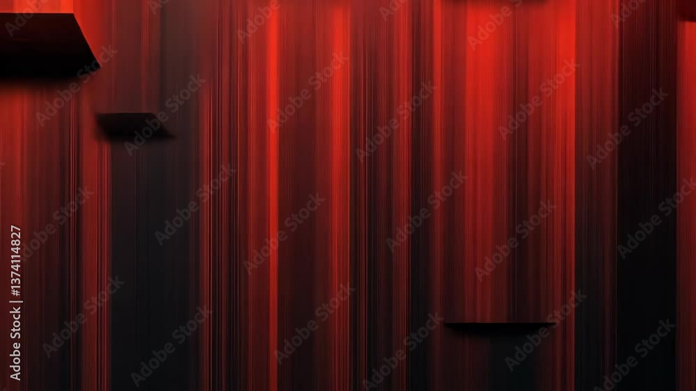 Poster vibrant abstract red and black design with vertical lines creating a dynamic visual effect