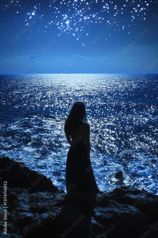 Poster staring at the endless stretch of the sparkling azure sea in front of me.