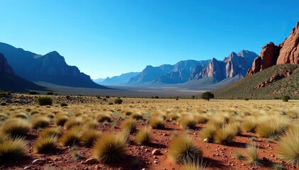 Vast and rugged landscape of Flinders Ranges showcasing majestic mountains and dramatic rock formations under clear blue sky,  Flinders Ranges,  wilderness