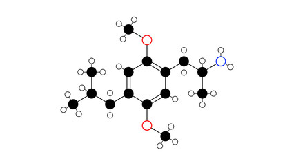 2.5-Dimethoxy-4-isobutylamphetamine molecule, structural chemical formula, ball-and-stick model, isolated image anti-inflammatory