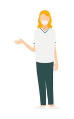 ブロンドの女性看護師が話しているシンプルなイラスト