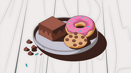 Sweet treats platter: brownie donut cookie Delicious dessert display