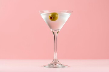 Elegant Martini Cocktail on Pink