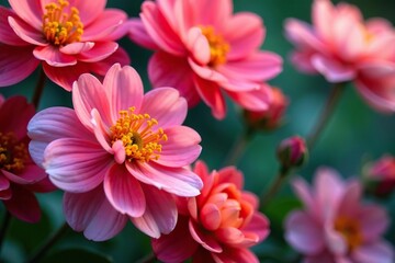 Vibrant close-up image of blooming flowers with exquisite colors and intricate details,  blooming,  petals