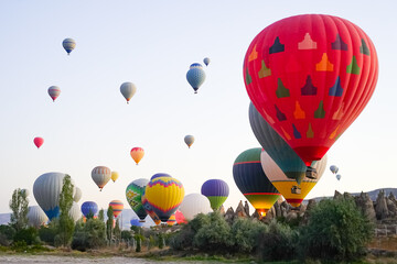 Fototapeta premium Hot Air Balloons in Cappadocia, Nevsehir, Turkiye
