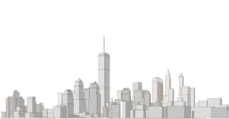 Obraz premium modern city panorama 3d illustration 