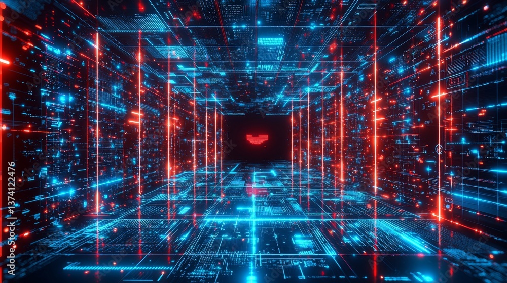 Poster a 3d rendering of digital cyberspace features particles and network connections, symbolizing access 