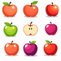 Apple set flat vector illustration.
