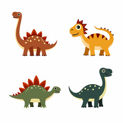 Cartoon dinosaur Set Illustration on a white background, dinosaur set icon	