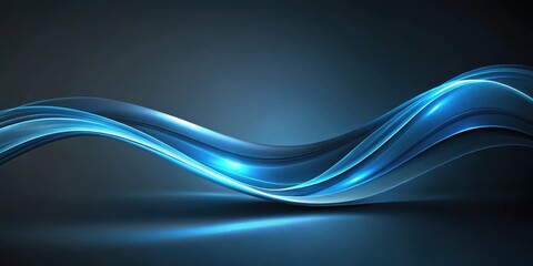 Obraz premium Abstract Blue Wave Design Elegant Swirling Lines and Glowing Effects on Dark Background