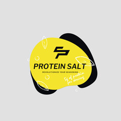 Logo for a technology spice company. Visualization of protein salt. Branding of the company. Label for spices. Sports nutrition.