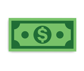 Dollar cash money United States of America currency note in green color vector illustration. Dollar bill, green currency bank note, cash and money symbol. Flat vector illustration.