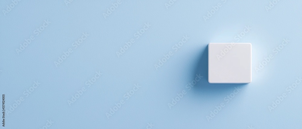 Poster minimalistic illustration of a white rectangular object on a light blue background. the object appea