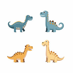 Set of vector illustrations in cartoon style. Super Cute dinosaurs on white background © Nellys