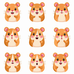 Set of animals cute funny hamster vector illustration
