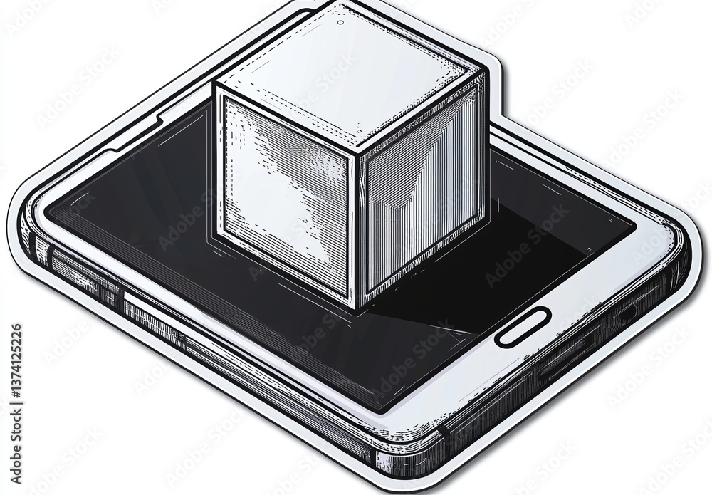 Poster an icon of augmented reality, symbolized by a mobile element, is an integral part of the augmented r