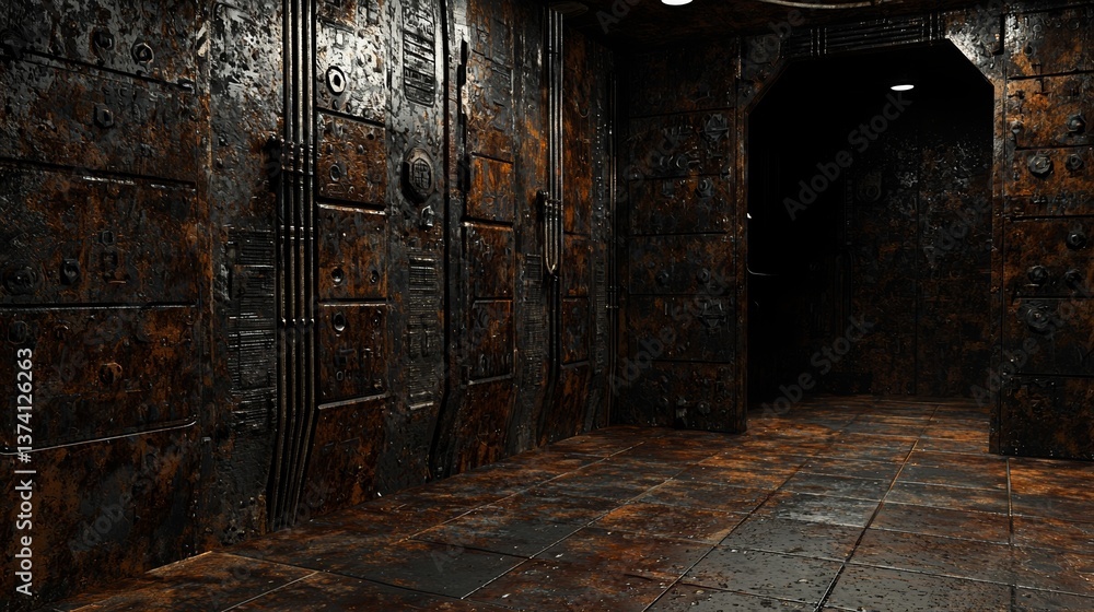 Poster dark sci-fi corridors and a multitude of robots and mechanical devices are found in the interior cor
