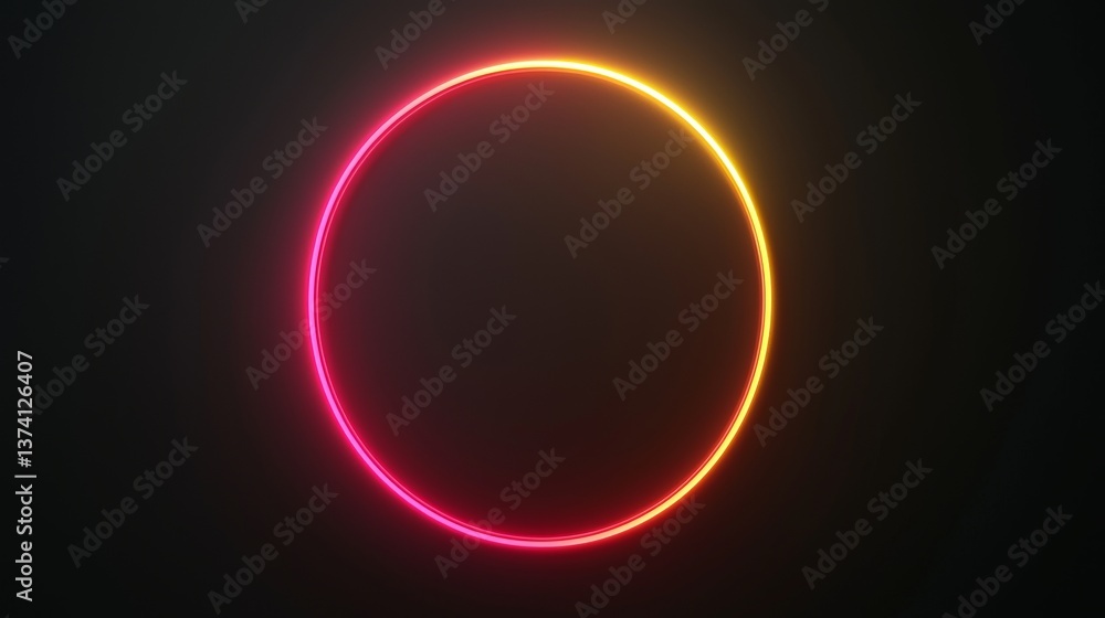 Poster a 3d rendered visual of a black surface with an embossed pattern and orange lighting trim, overlaid 