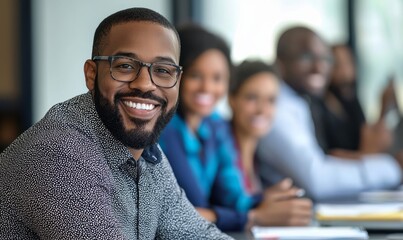 A team of professionals, led by a businessman, convene in a boardroom for a strategic discussion