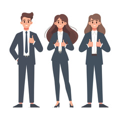 Fototapeta premium vector business man and woman standing giving thumbs up