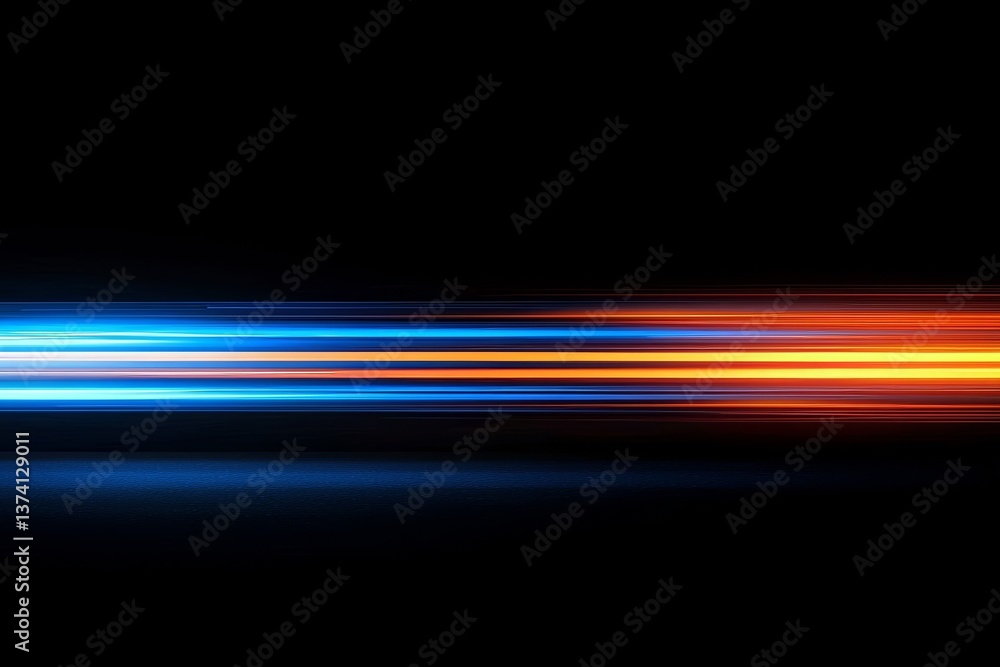 Poster fast moving neon lights create a futuristic technology background with abstract speed light trails a