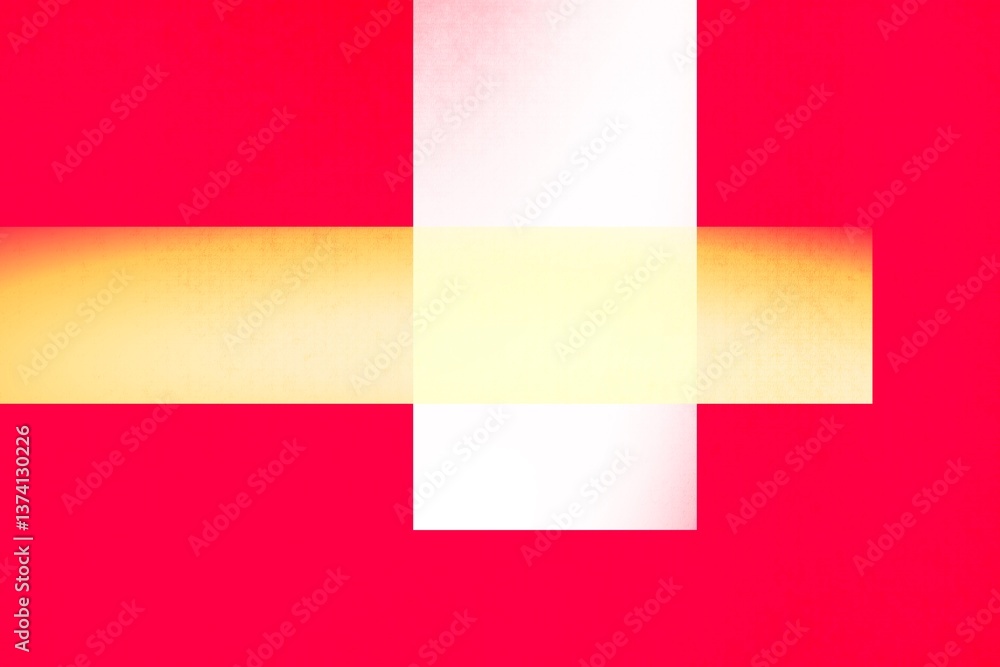 Poster colorful abstraction with swiss flag elements in a vibrant composition