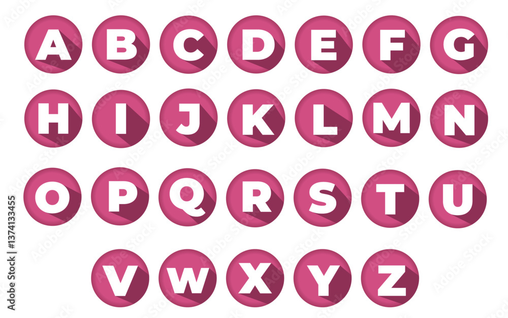 Poster set alphabet red 3d buttons vector vector buttons, icons set alphabet english alphabet frame icons