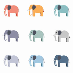 Set of cute baby elephant, Set icon elephant