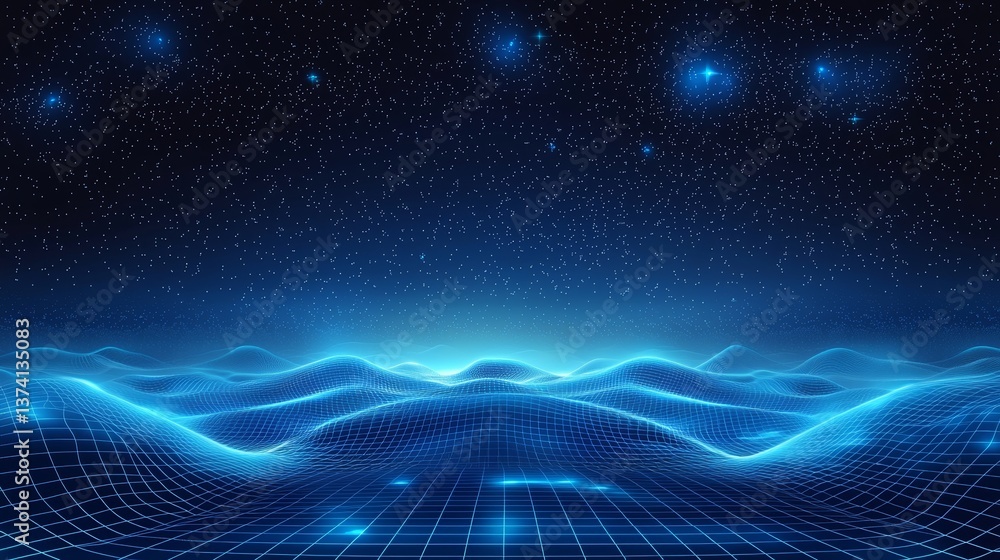 Poster a futuristic and abstract background representing infinite speed, set against a digital hyperspace f