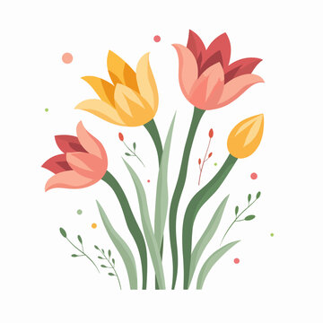 Set of flowers, set of vector flowers on a white background	