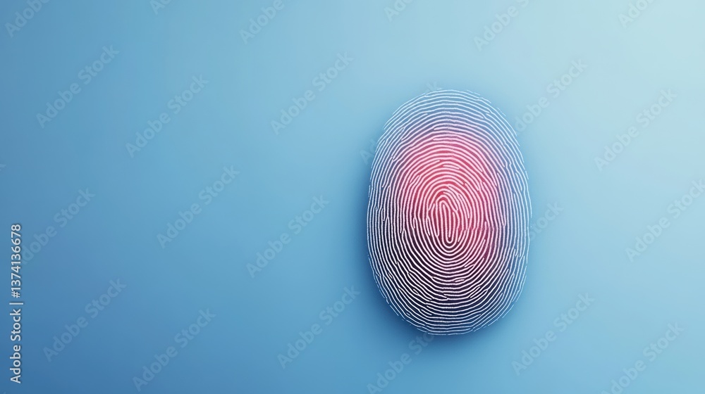 Poster a stylized fingerprint design against a blue background, symbolizing identity and security in a mode