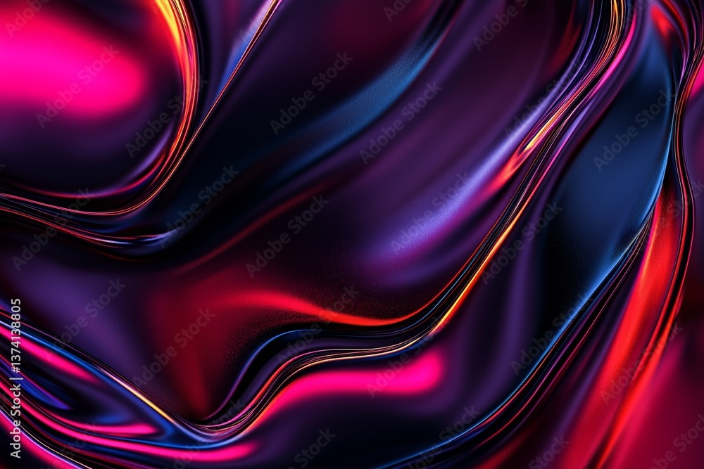 Poster a futuristic and technological background featuring abstract 3d smooth wavy iridescent patterns