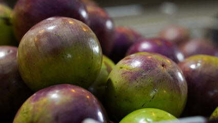 Close-up of native fruits at a tourist attraction in Thailand, Chiang Khan Walking Street.