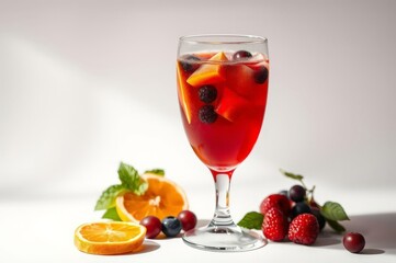 Elegant red sangria with fruits