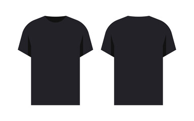 Black men's t-shirt. From two sides. Front and back sides
