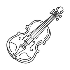 Obraz premium Violin musical instrument drawing in black and white style