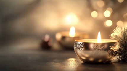 Golden Candles  Festive Lights  Cozy Winter Glow